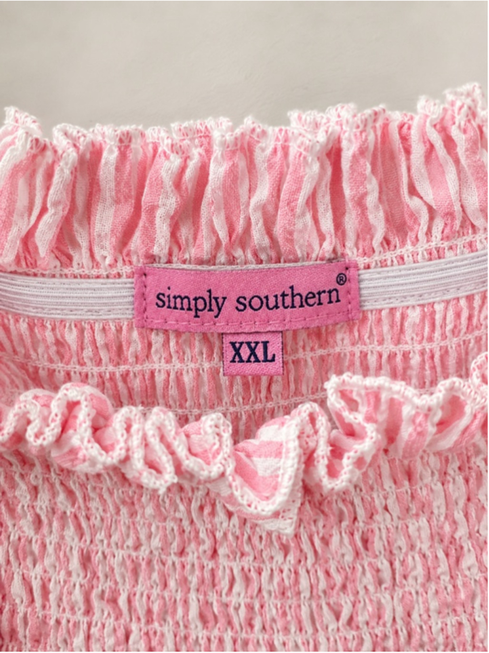 Simply Southern Pink White Gingham Seersucker Smocked Tiered Maxi Dress XXL Plus - Picture 9 of 10